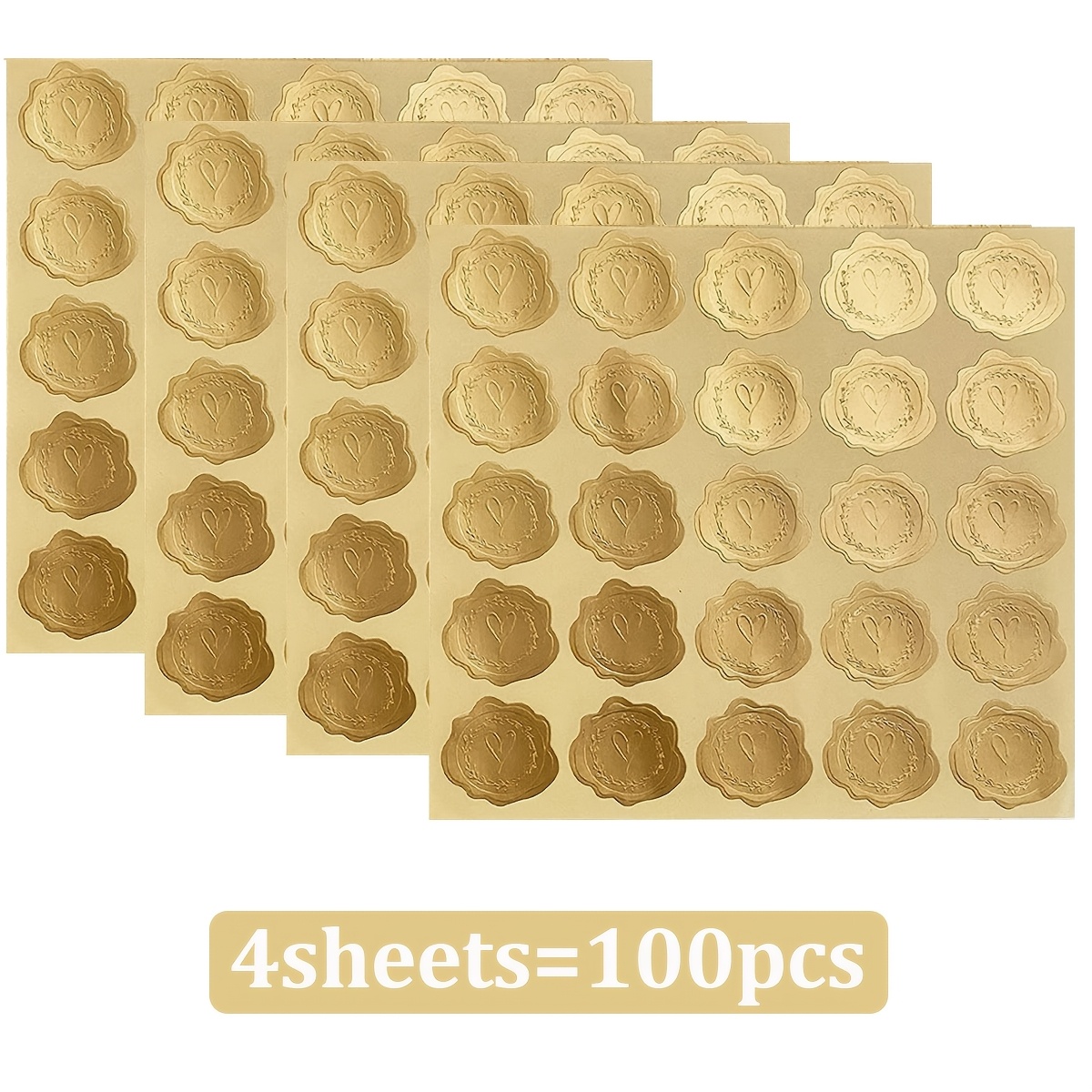 100pcs Stickers Self Adhesive Golden Envelope Seal Sticker For Wedding Invitations Cards Bridal Birthday Party