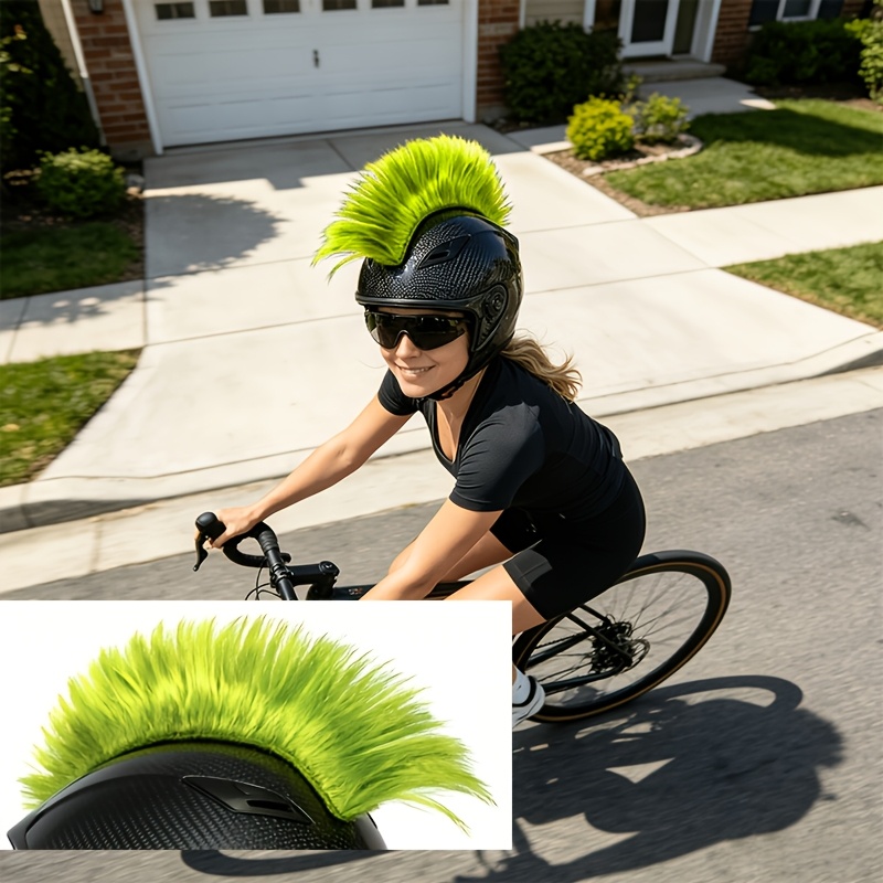 TEMU Stylish Helmet-decorated Hairpiece, Helmet-style Mohawk Synthetic Wig, Suitable For All Helmets Including Motorcycle Helmets And Bicycle Helmets