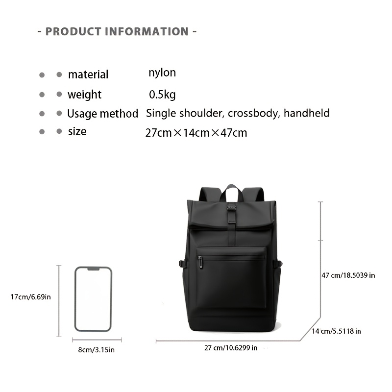 External Zip Pocket Flap Backpack Made of Lightweight Fabric with Buckle Decoration, Featuring Comfortable Shoulder Straps And Large Capacity, Perfect for Daily Work And Study Organization