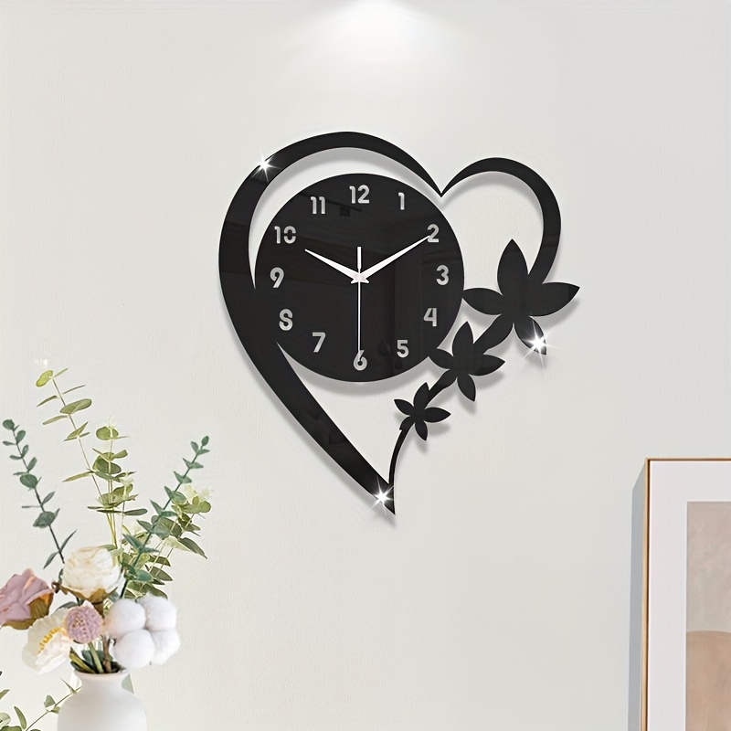 

Acrylic Wall Clock In Of A Heart, Valentine's Day Clock, Silent Wall Clock, Suitable For Living Room, Bedroom, Kitchen And Office Decoration, Scene Decoration, Gifts For Lovers .