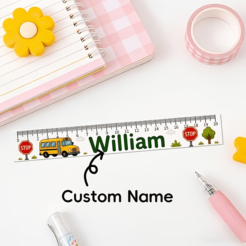 TEMU 1pc Custom Acrylic Ruler With Personalized Name, Multiple Styles With Cute Themes, First Day Of School Personalized Measuring Tool, Adorable Fun