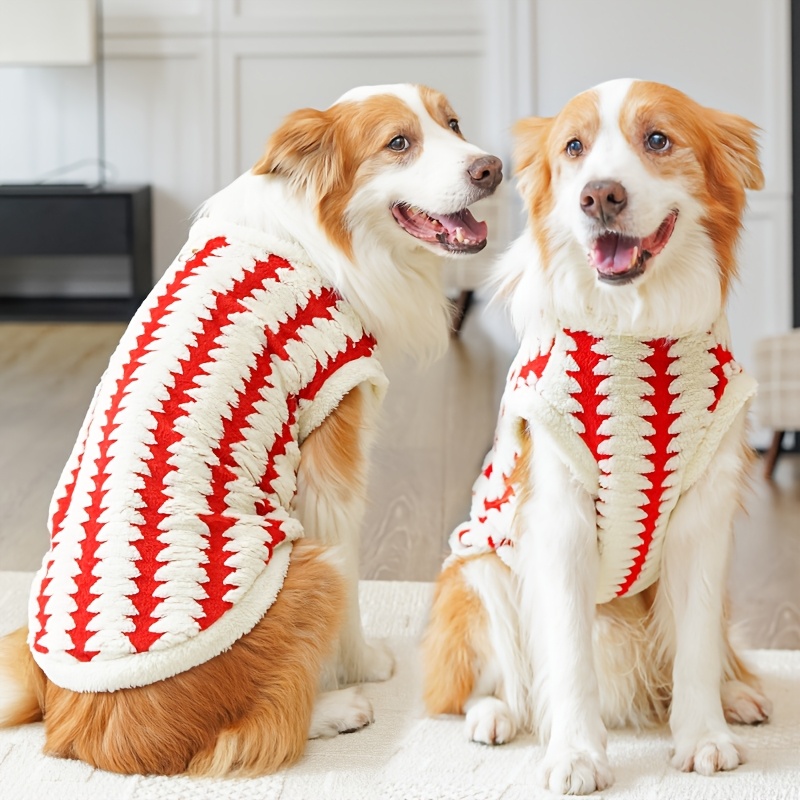new christmas medium and large dog clothes striped plush dog clothes pet clothes Product details 2