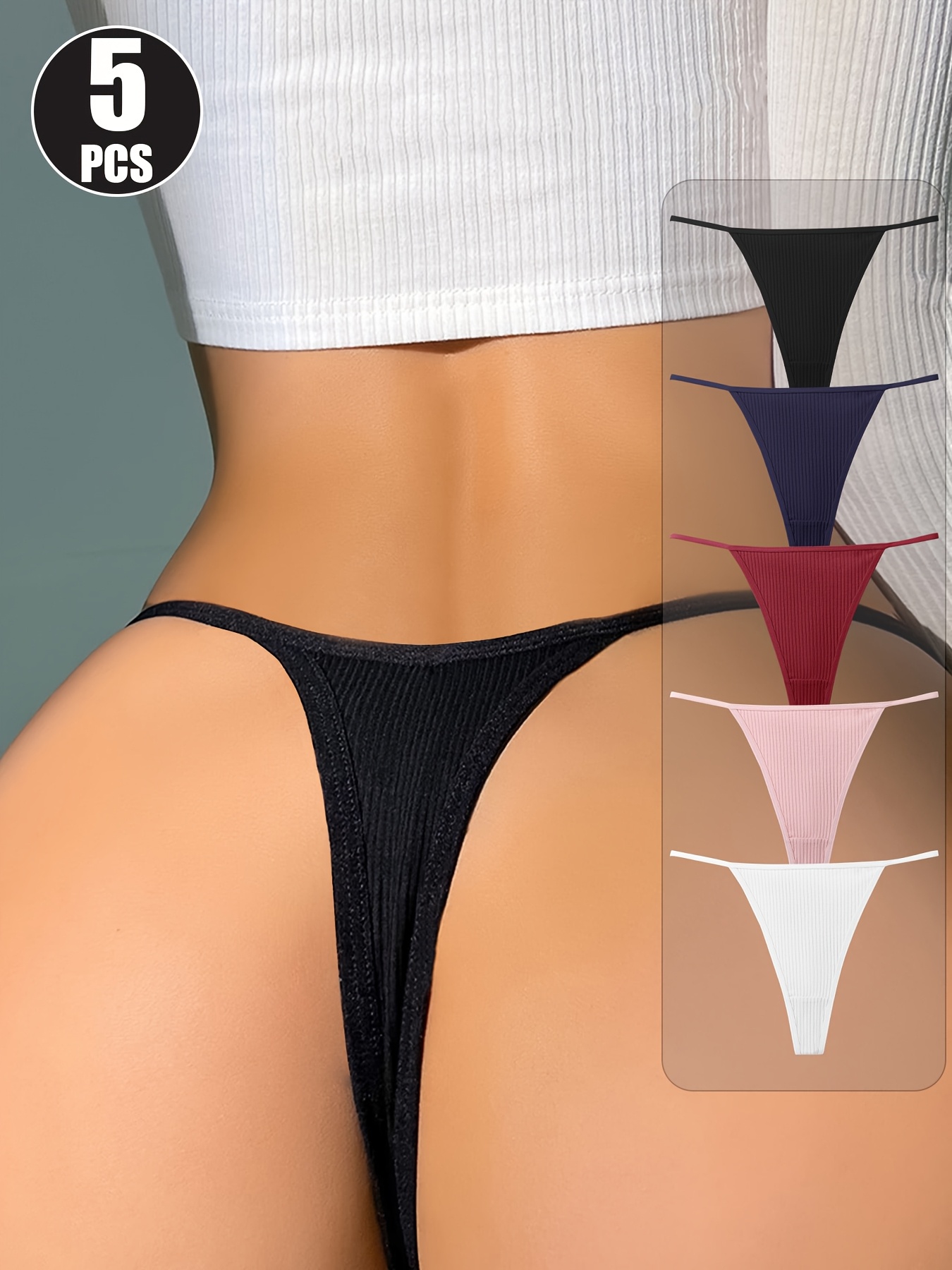 5 st ribbad stringtrosor sexiga damunderkläder - Temu Sweden