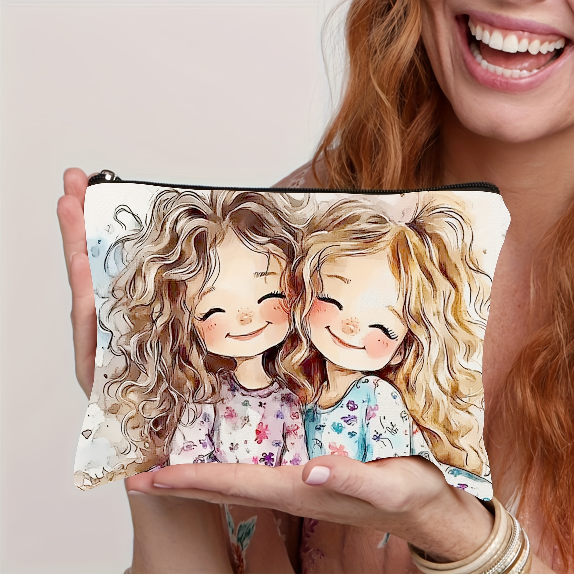 TEMU 1pz Borsa Trucco con Personaggi dei Animati - Astuccio Cosmetico Resistente con 4 Design Adorabili (, Cowboy, Animali, Artistici) per Donne e