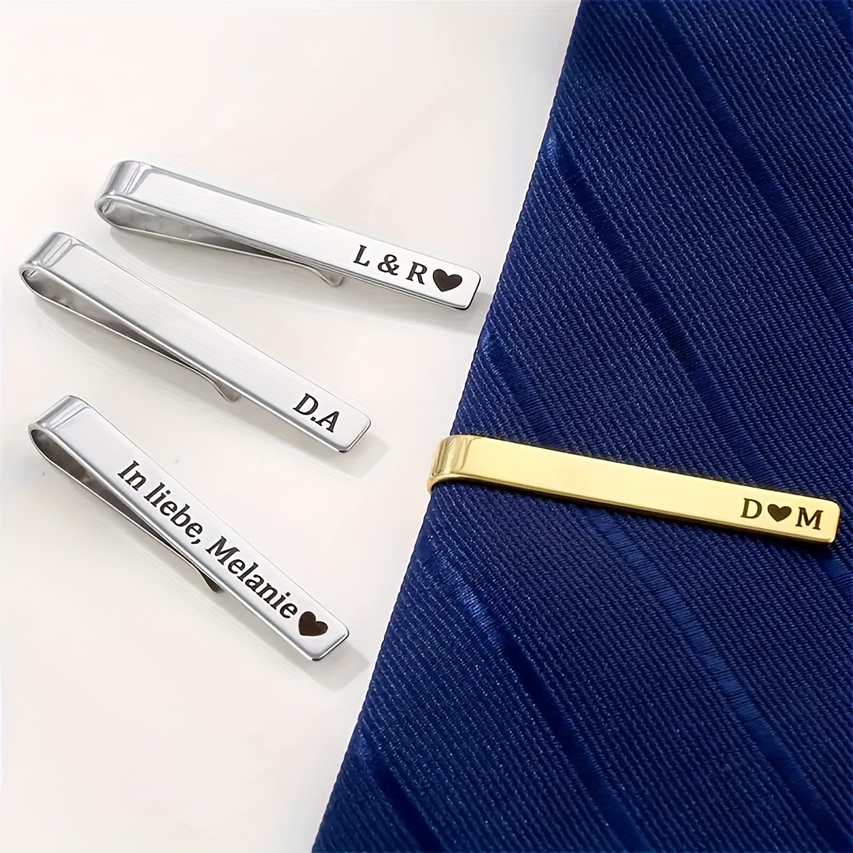 

1pc Men's Tie Clip Personalized Custom Engraved Stainless Steel Ornament Father's Day Gift