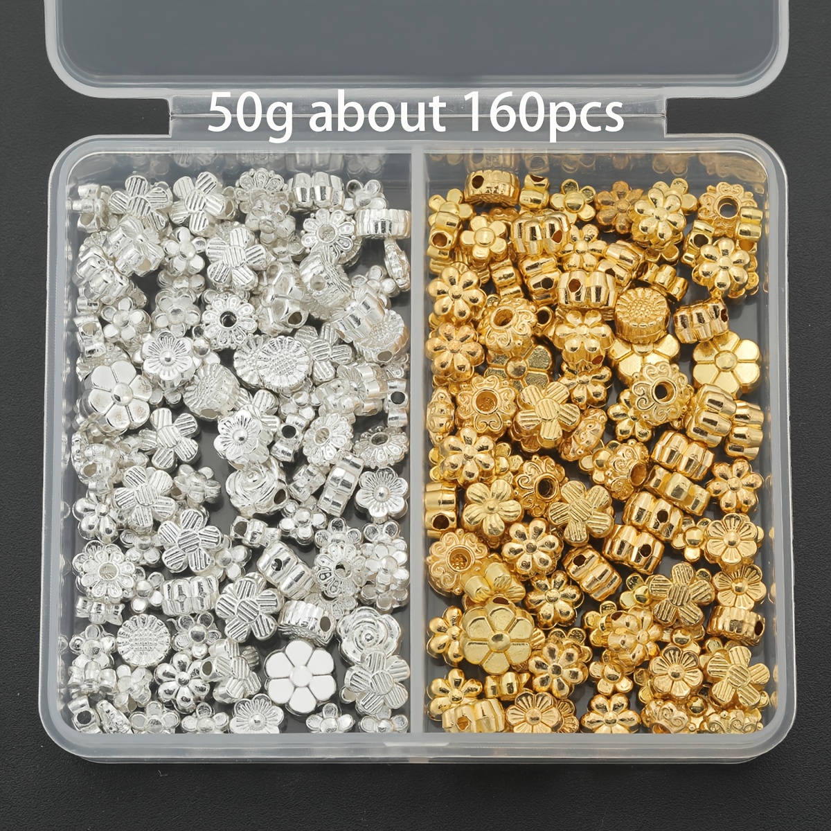 TEMU Perline distanziali a forma 80 pz 25g / 160 pz 50g stile casuale, distanziali a perline in , perline sciolte forate, perline con motivo a cuore,
