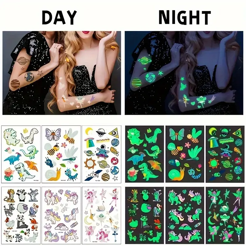 glow in the dark temporary 380 cute animal stickers unicorn dinosaur mermaid stickers waterproof party favors birthday gifts Product details 2