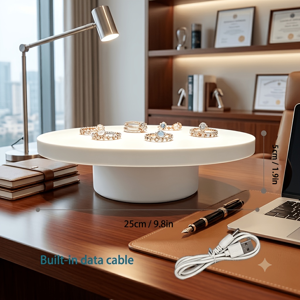 TEMU Giratorio Eléctrico de Exhibición de 25 cm (9.8 pulg.), Requiere Conexión por Cable USB, Dirección Ajustable, Plataforma de Exhibición Física,