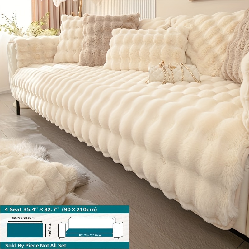 TEMU 1pc: High-end Long Plush Sofa Cushion For Winter, Anti-slip And Sofa Cover For Living Room Decoration (material: Long Plush)