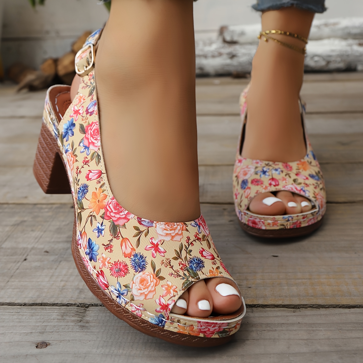 zapatos de mujer de moda casual con exquisito estampado floral, talla  , tacón  , hermosos y prácticos, regalo   para mujeres, transpirables, cómodos   realzan  , adecuados para uso   y  , zapatos de mujer