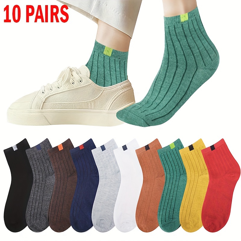 

10 Pairs Women's Invisible Socks, Ankle Length Casual Athletic Running Socks, Low Cut For Exercise Walking, Gift For Daughter Wife Girlfriend, Multicolor Pack