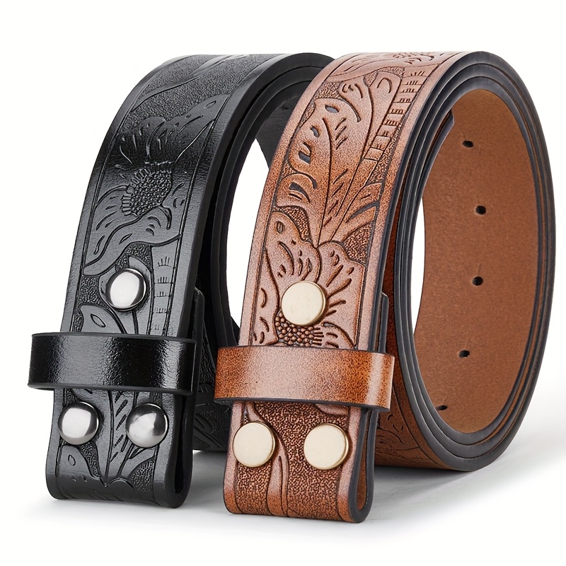 

Premium Western Cowboy-style Belts - Soft Pu Material, Without A , Allowing For Customizable Options, Medium Size, Accessories Suitable For Jeans And Casual Trousers.