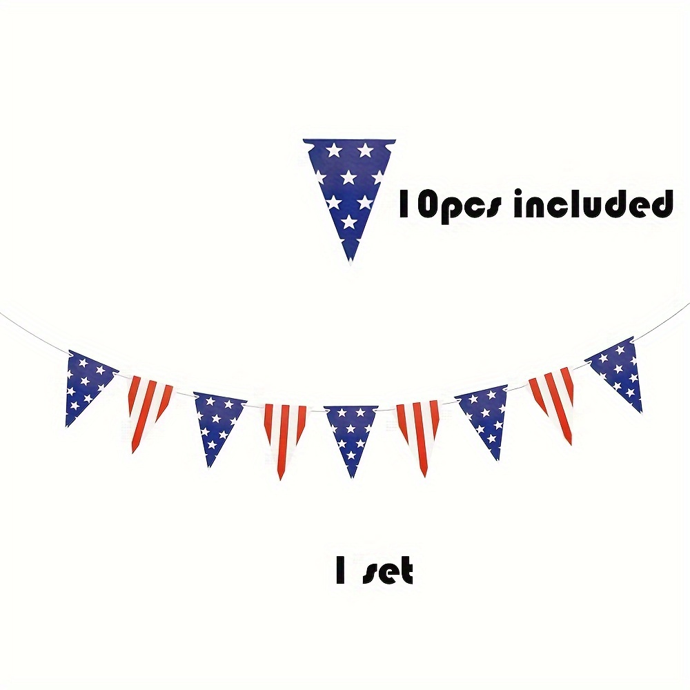 Image of Stars And Stripes Flag Garland Triangle Banner Party Decoration Anniversary Party Supplies Flag Pull Flag
