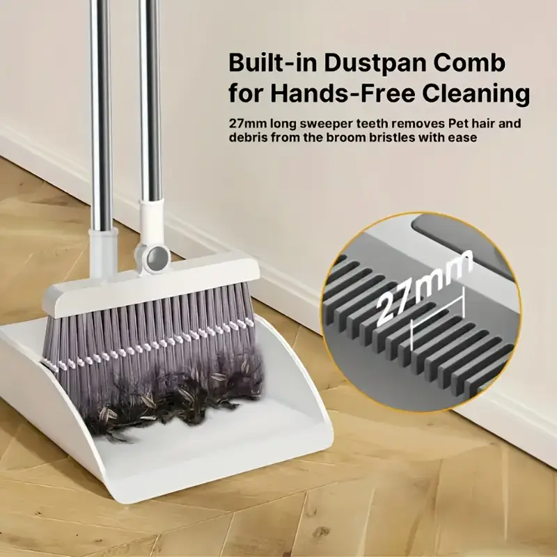 1pc 3 in 1 broom dustpan floor brush set heavy duty long handled for cleaning in bedrooms bathrooms kitchens living rooms and outdoors Product details 4