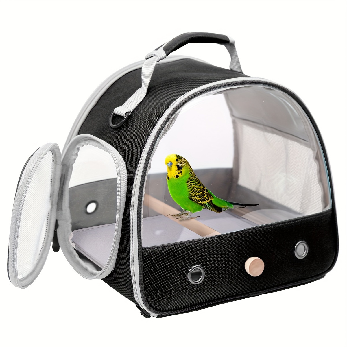 

1pc Bird Carrier Cage, Portable Clear Small Bird Carrying Cage With Standing Wooden Perch And Soft Mat, Airline Approved Outdoor Bird Travel Cage