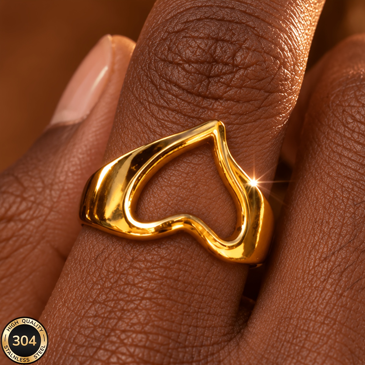 18K Gold-Plated Open Ring, Unisex Classic Design
