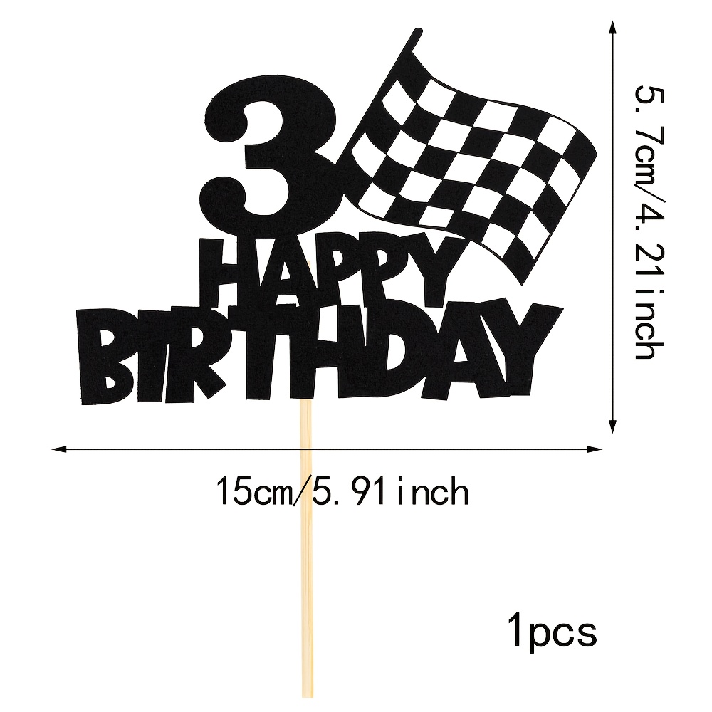 1pc Racing Car Cake Decoration 1st, 2nd, 3rd, 4th Birthday Happy Birthday Cake Topper, Checkered Flag, Car Cake Decoration, Racing Birthday Decor, Racing Theme Party Cake Decoration