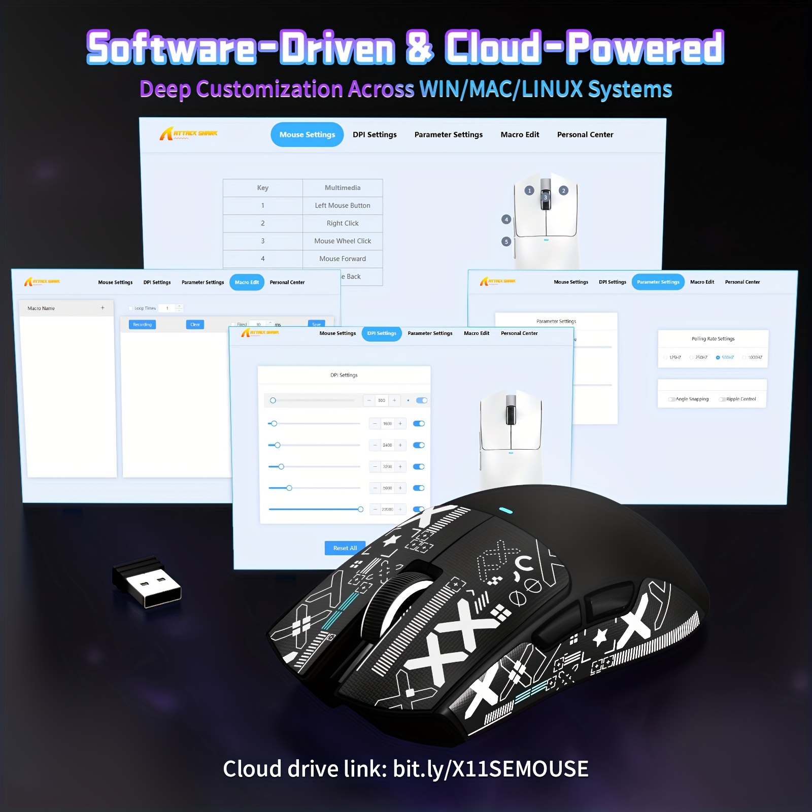 shark x11se wireless gaming mouse 63g ultra wireless 2 4g wired 1000hz   paw3311 sensor 300mah battery right left hand compatible compatible with pc   ps   rgb free low   Product details 8