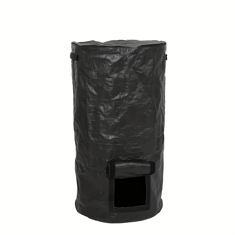 TEMU 34-gallon Round Compost Bin With Fertilizer Spout - Reusable, Stackable, Trash Bag For Waste, Double-zip Closure, Outdoor Solution|round Compost Bin|zippered Closure, Bins