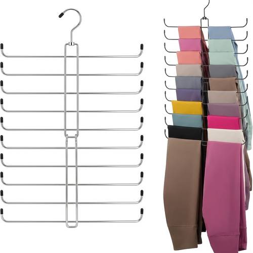 4 Layers/8 Layers/10 Layers, One Layer Can Hold Two Towels, Rotatable Scarf Storage Rack, Sturdy Iron, Curved Suspension Rods, with Side Anti Slip Hooks, Suitable for Ties, Belts, And Scarves