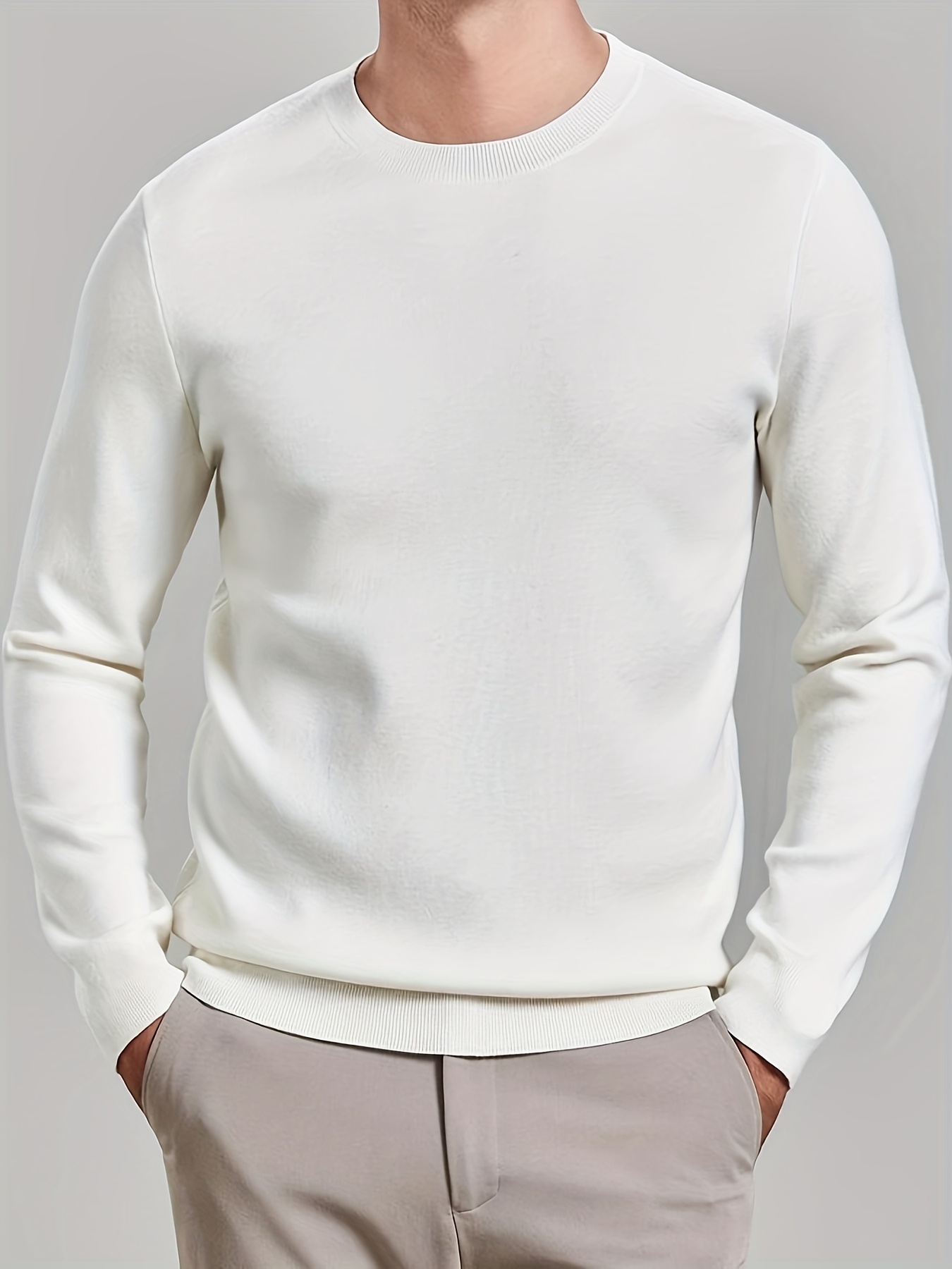 mens fit thermal round neck sweater soft Temu Bahrain
