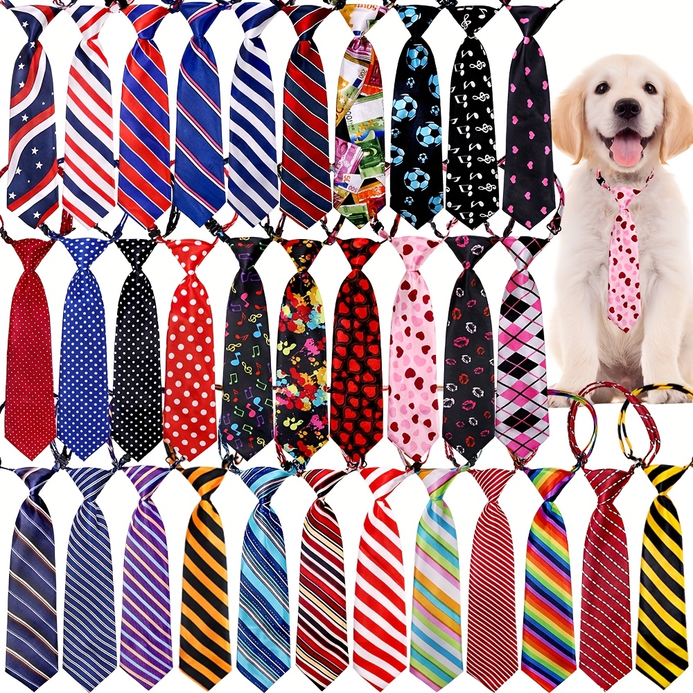 TEMU 30pcs Adjustable Dog Neck Ties Bulk Pack - Assorted , Durable Fabric For Medium & Large Dogs, Press-button Closure For , Holidays, Birthdays &