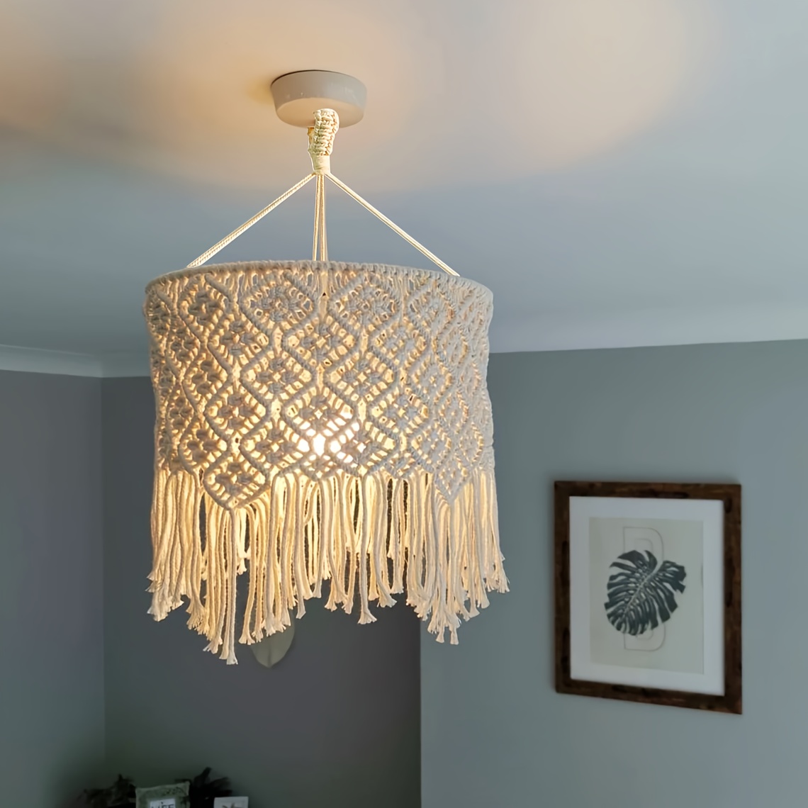 Image of 1pc Nordic Style Pendant Light Decoration With Lampshade In Bohemian Style For A Bohemian-style , Home Interior Soft Furnishings, Lampshade