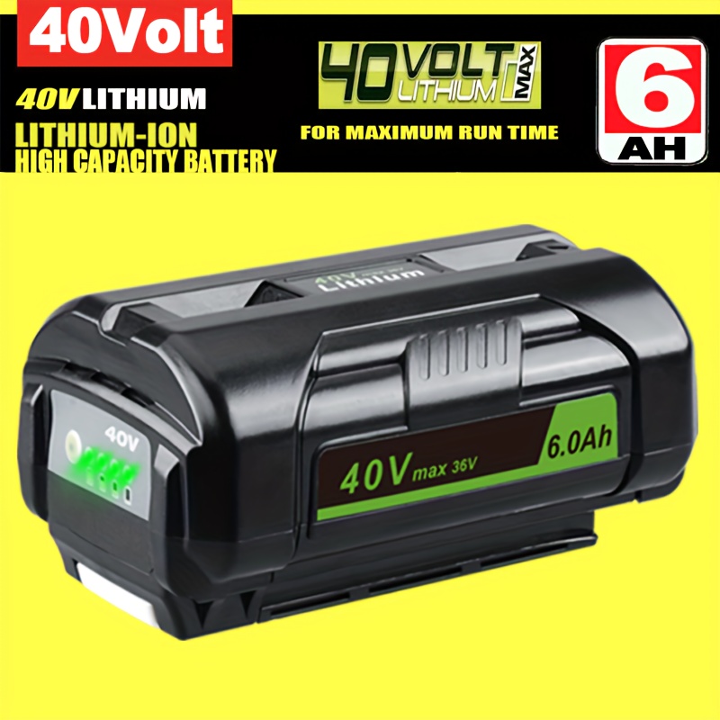 TEMU 6.0ah Op4060a Substitute For Ryobi 40v Battery Compatible With For Ryobi 40 Volt Lithium Ion Batteries Op4015 Op4040 Op4026a Op40201 Op4050a