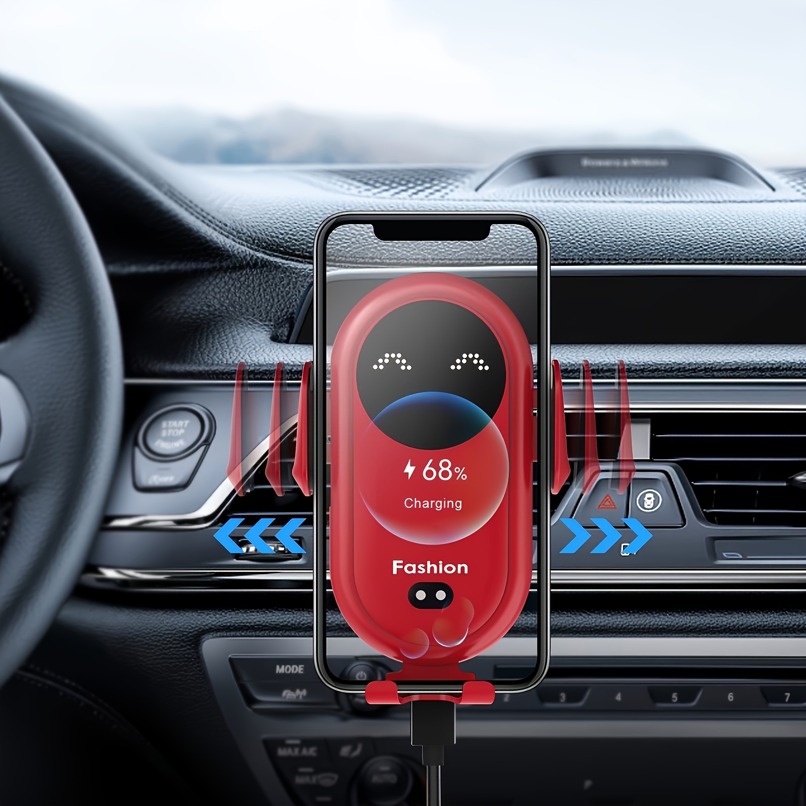 fashion silicone car air vent phone holder automatic infrared induction wireless charger usb powered non waterproof 36v operating voltage no battery required details 7