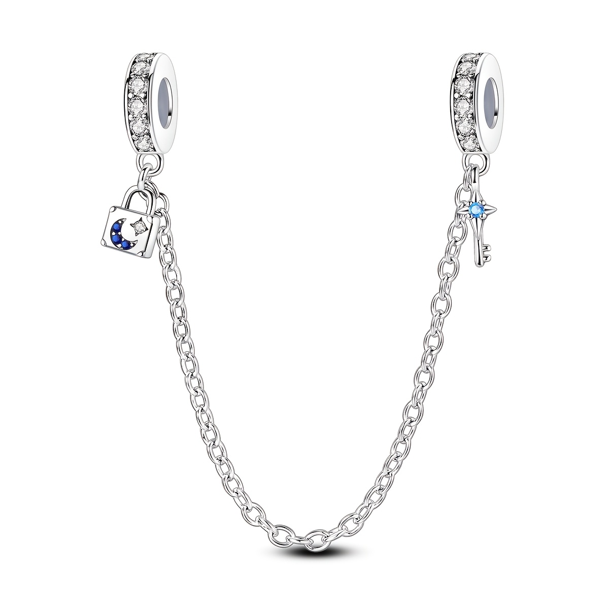 Star and Moon Lock Safety Chain Charms Beads for DIY Jewelry