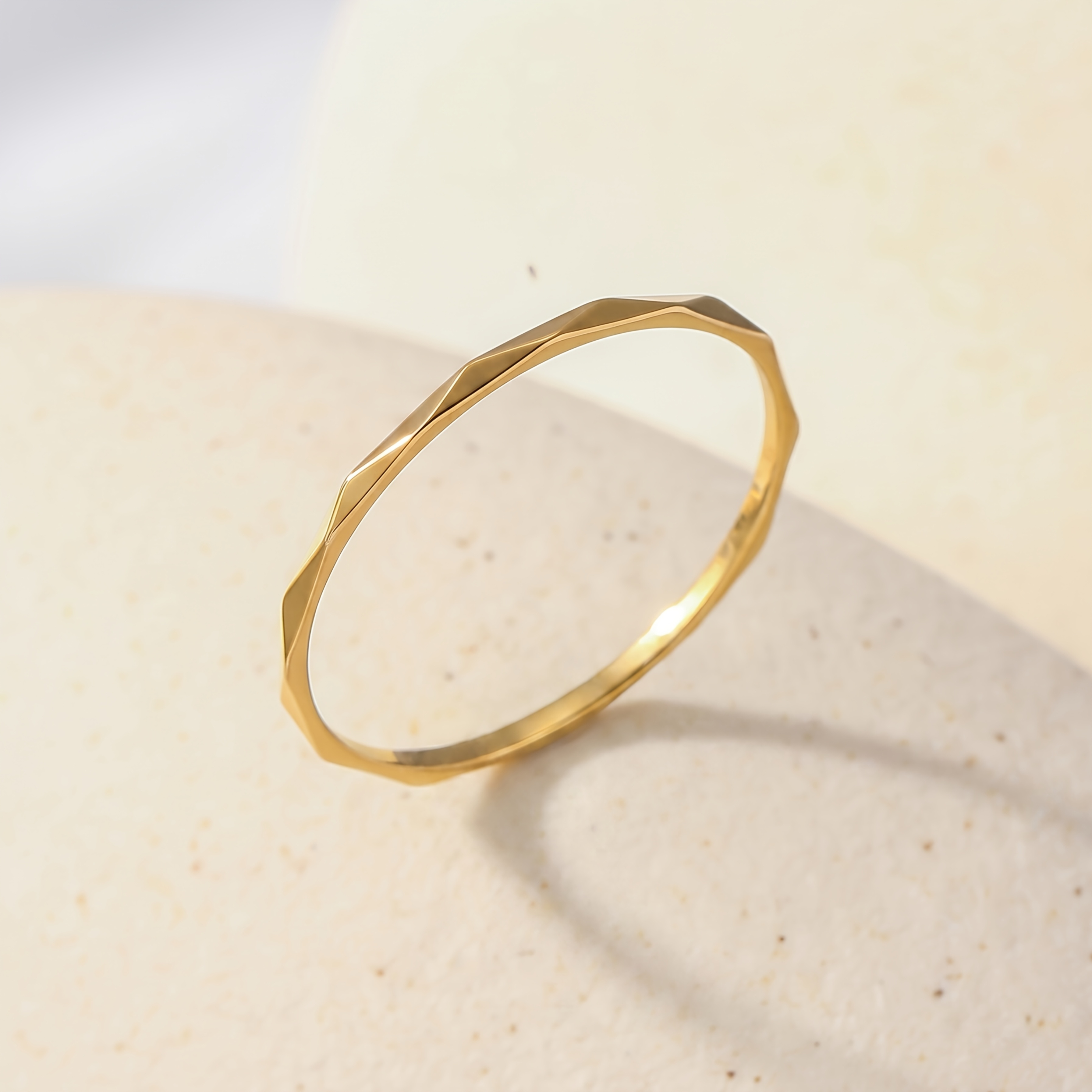 TEMU 1pc Minimalist 14k Golden Plated 304 Stainless Steel Ring, Texture Thin , Suitable For Women And ' Daily Wear Stackable Jewelry