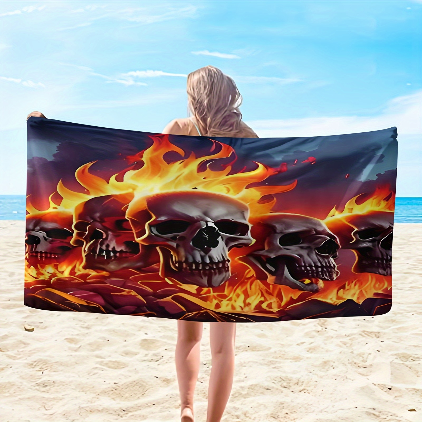 

Printed Extra Large Beach Towel - Microfiber, Super Absorbent, Suitable For Travel, Swimming, Diving, Surfing, Yoga, Camping, And All Seasons - Hand Wash Only