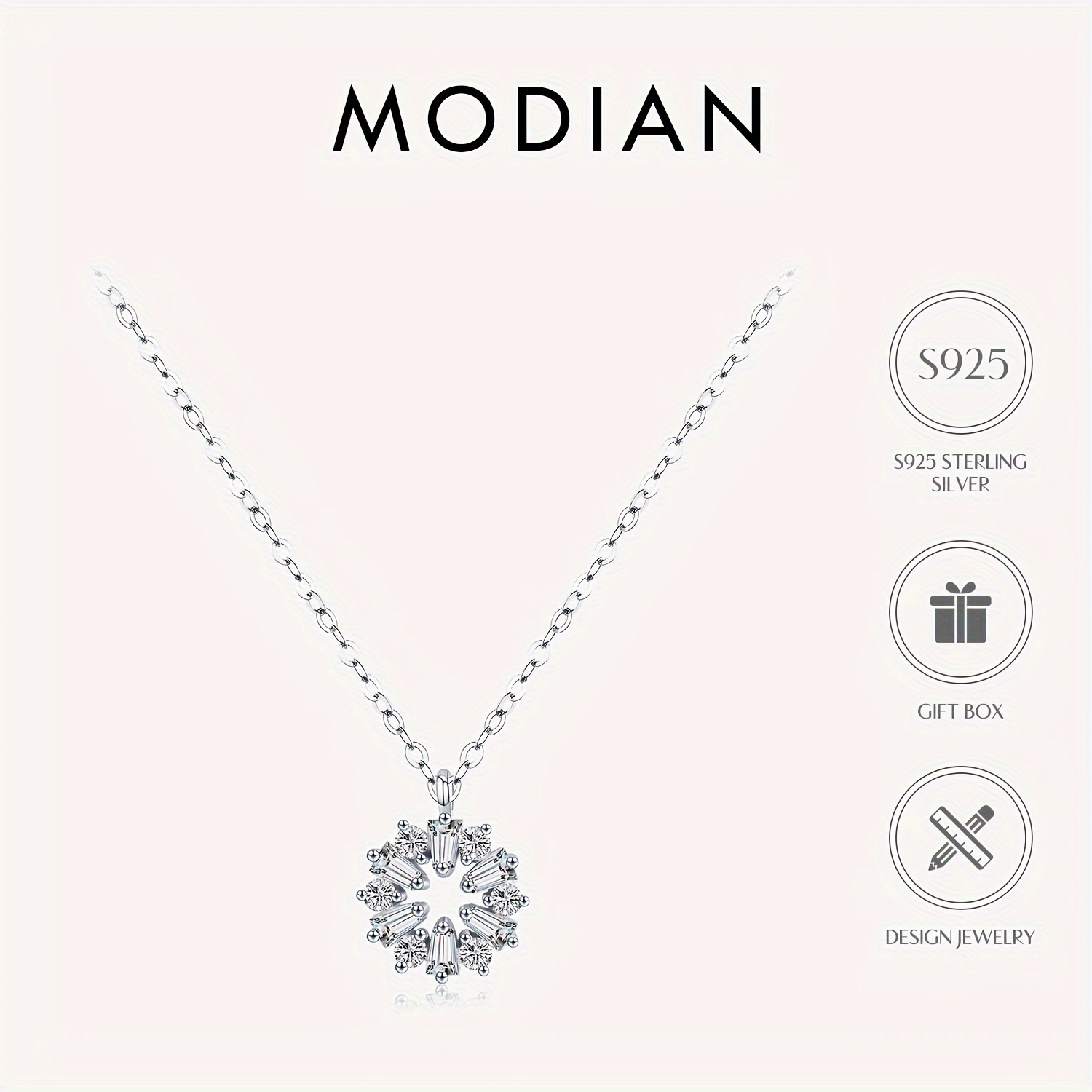 TEMU Real 925 Sterling Silver Snowflake Pendant Necklace For Women Fine Jewelry 2021 Christmas Gifts