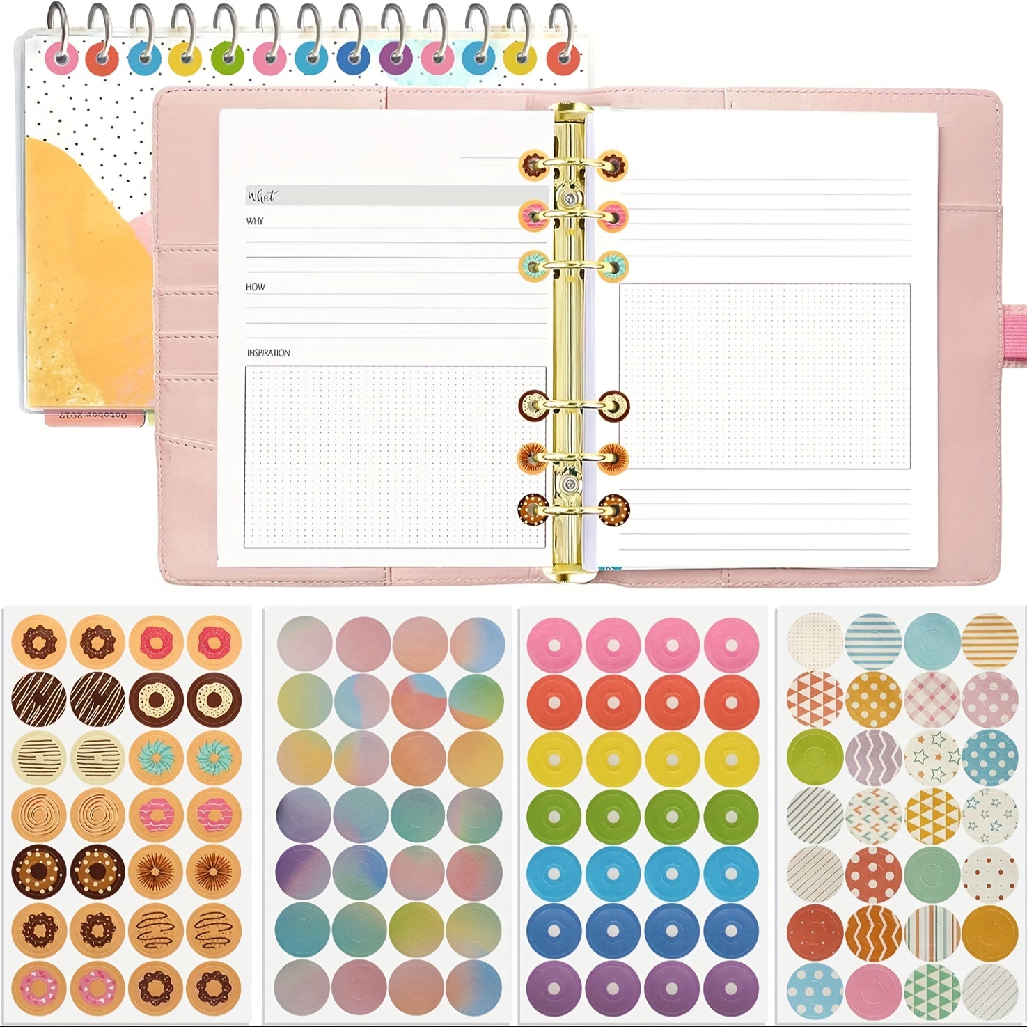 

448pcs Hole Stickers Set - Watercolor & , Self-adhesive Page Protectors For Paper (4 Styles)