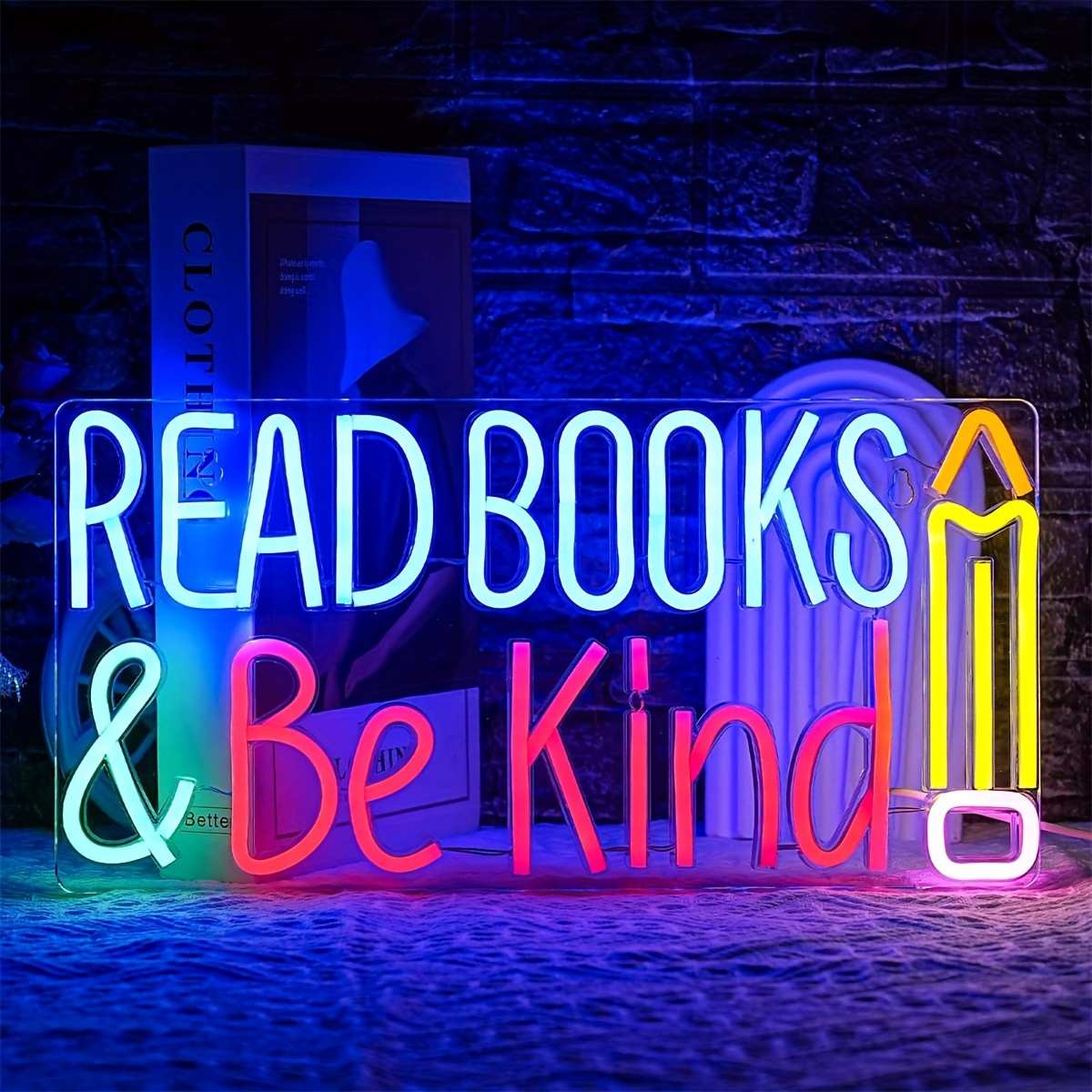 

Read Books & Be Kind" Neon Sign - Usb Powered, Wall-mounted Light For Home Decor, Bedroom, Library, Bookstore, And Game Room