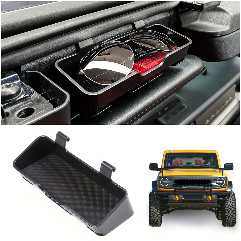 TEMU Abs Resin 3-in-1 Sun Visor Organizer For 2021-2025 For Ford (2/4 Door) - Matte Black Sunglass Holder And Card Storage Box, Durable No-drill