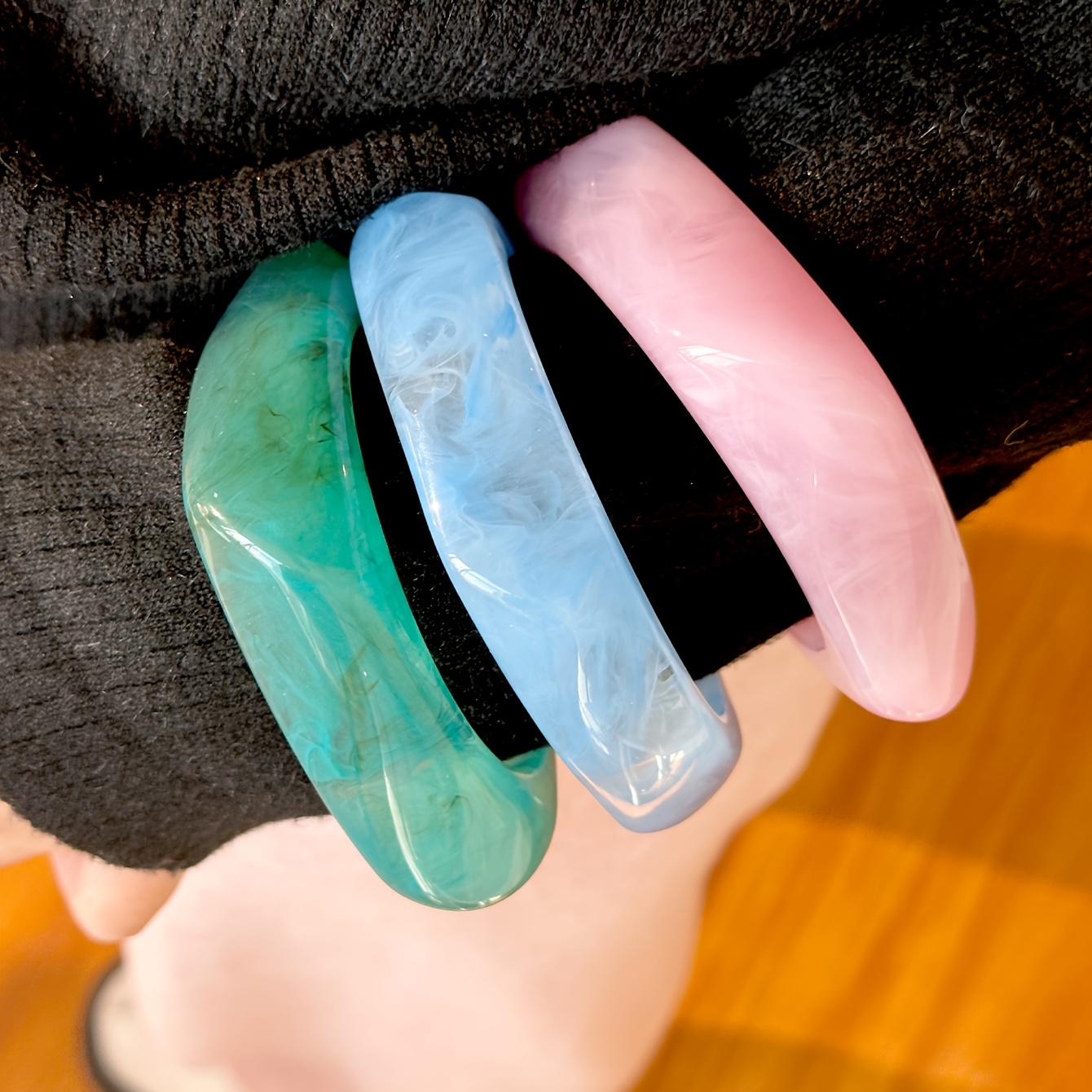 Vintage Inspired Geometric Resin Bangle Bracelet