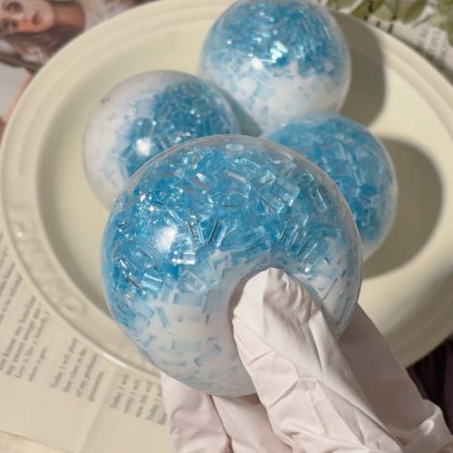 a blue hand exercise ball suitable for children and slow bouncing ball sensory toy stretch and soft toy suitable for children teenagers and sensory hand exercise toy