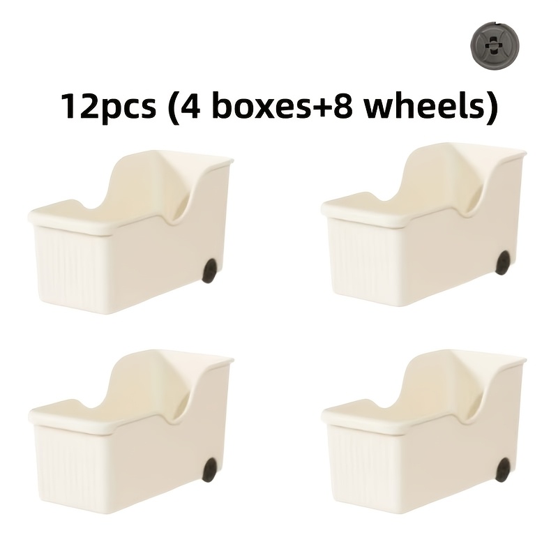 12pcs Heavy Duty Rolling Cabinet Kitchen Pantry Organizer Set (with Wheels) - 8 Wheels Storage System Under Sink Cabinet Storage Fits Cookware Spice Lids Space Easy Storage Artifact