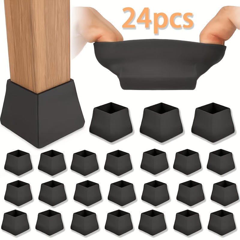 TEMU Lot de 24 patins de pieds de chaise en silicone épaissi, anti-dérapants, adaptés à tous types de sols, prévention efficace des rayures et des