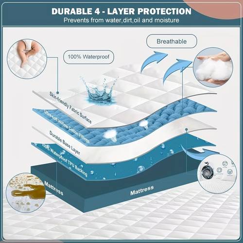 1pc 100 waterproof quilted mattress protector luxury waterproof mattress protector machine washable breathable protection for bedroom and