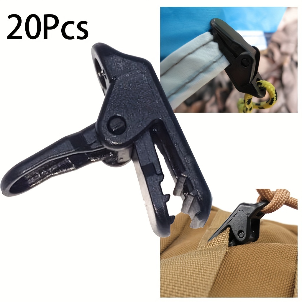 TEMU 20pcs Windproof Tent Clip Set, Durable Pc Material, Camping Tent Tarp Clamp Gripper For Securing Tarps And Shelters