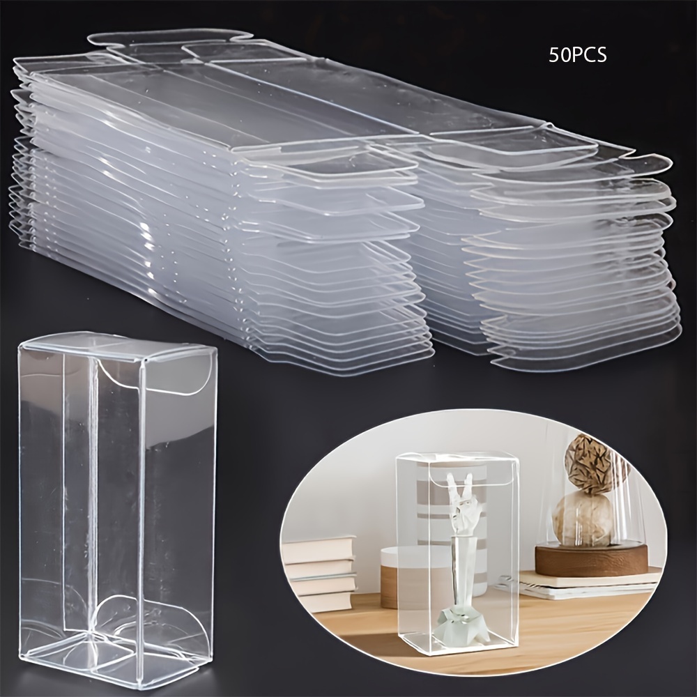 

50pcs Clear Pvc Plastic Display Box, For 1/64 Scale Car Model, Candy, Cookies, Cake And Chocolate Gifts - Transparent Organizer With Lid, Jewelry Boxes