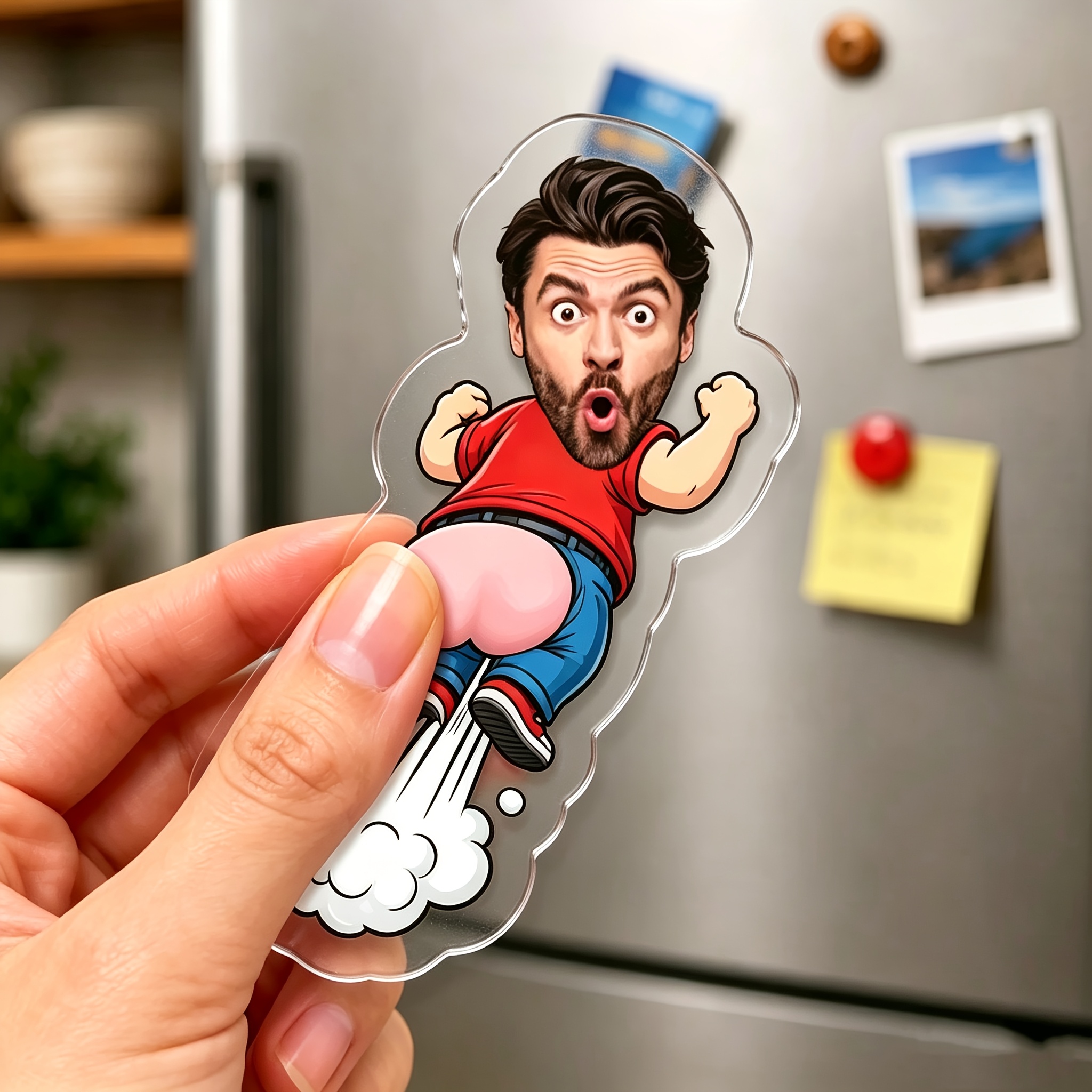 TEMU 1pc Customized Funny Refrigerator, Personalized Photo Acrylic Fridge Magnet, Custom Sticker Magnet, Hilarious New And For Couples , Customized