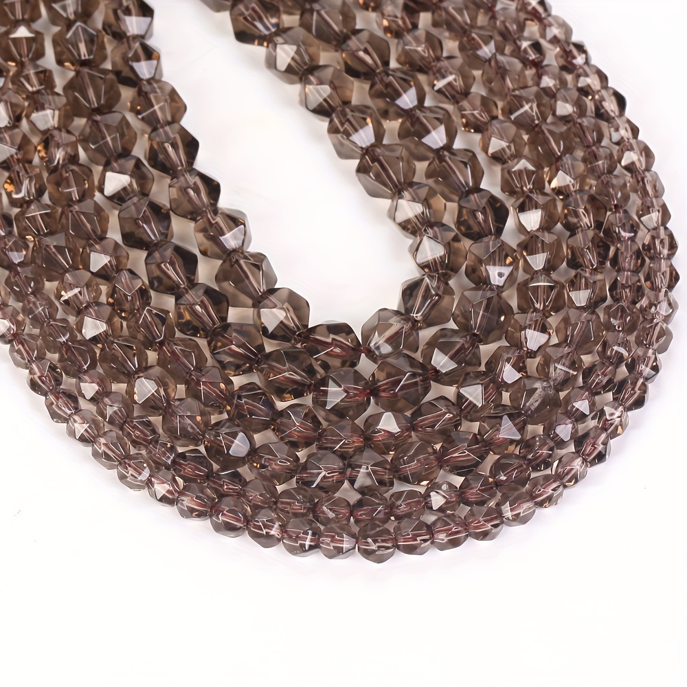 

Natural Smoky Quartz Faceted Stone Beads - 6mm-10mm, Spacer Beads For Jewelry Making, Diy Bracelet Necklace Crafts, 15" Strand