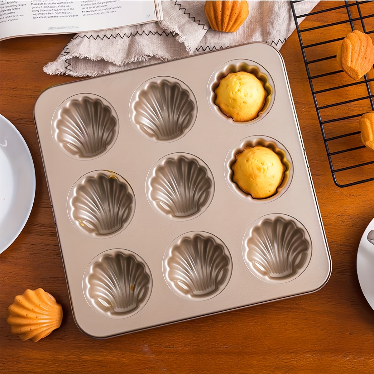 

Madeleine Mold Cake Baking Pan 9-cavity Non-stick Candy Mold Food Grade Carbon Steel Cake Mold Madeleine Pan Shell Shaped Baking Mold For Cookie Cake Chocolate Durable