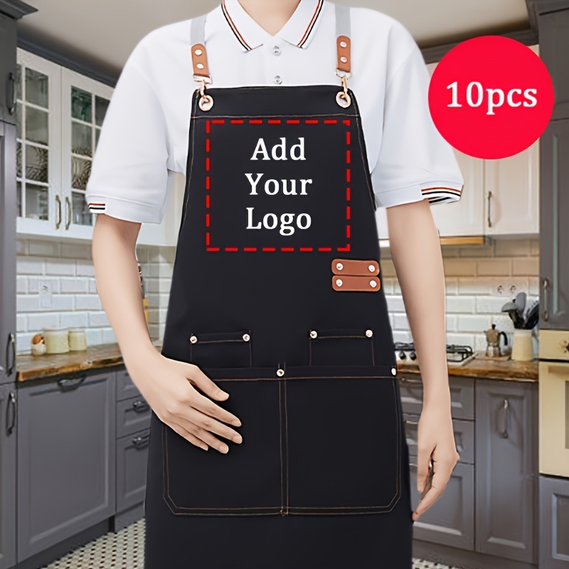 TEMU Ensemble de 10 tabliers personnalisés en toile avec logo, tabliers de chef personnalisés adaptés , fabriqués en tissu durable, cadeaux parfaits