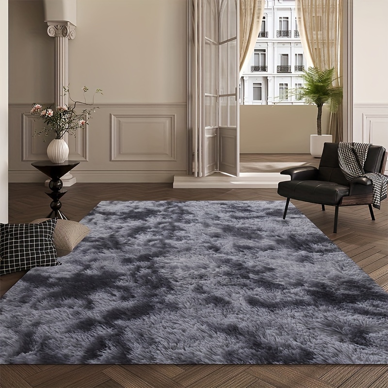 

1pc Solid Fuzzy Rug, Nordic Carpet, Living Room Sofa Coffee Table Blanket, Bedroom Bedside Soft Full Room Plush Floor Mat, Home Decor