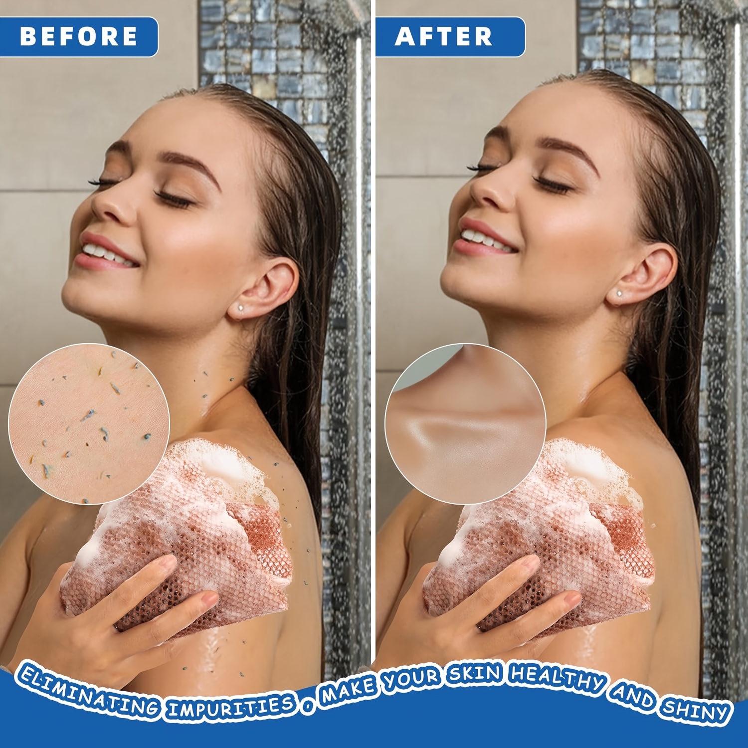 Long Rectangular Bath Loofah Net for Back Scrubbing