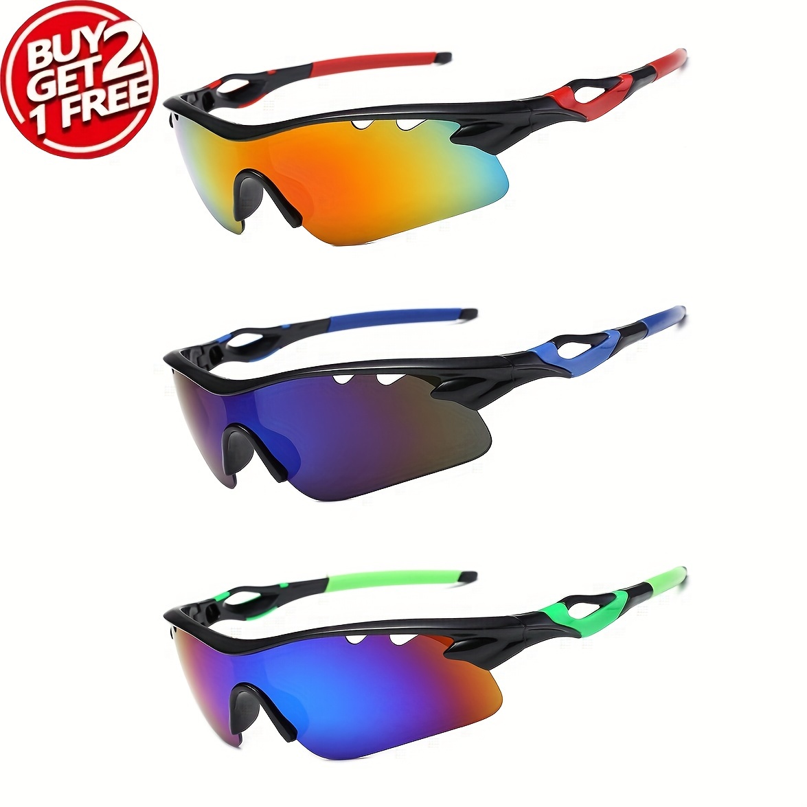 

3pcs Men's And Women's Fashion Glasses For Blocking The Sun And Light, Outdoor Sports, Cycling And Driving